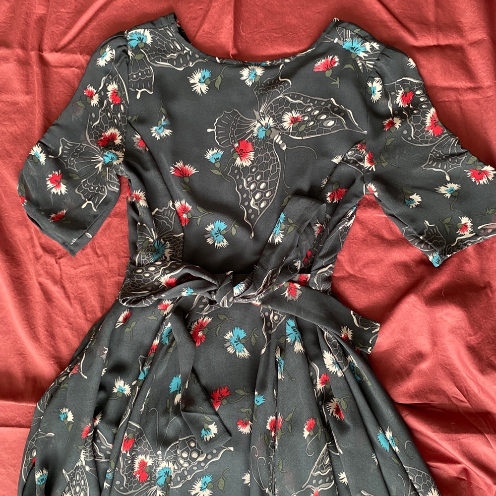 Free people navy blue butterfly floral dress - Picture 8 of 13
